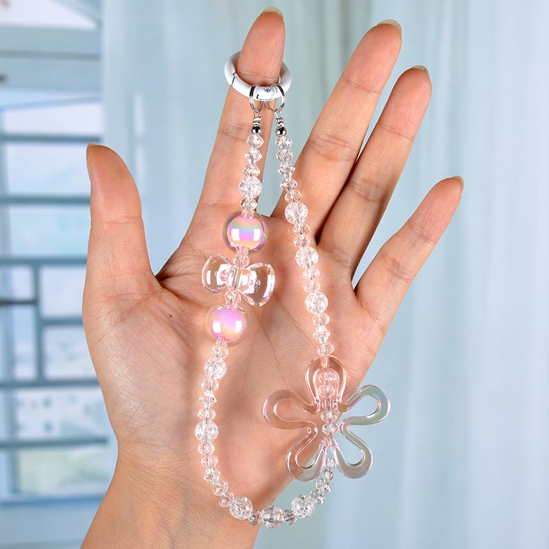 

Short Pendant Cell Phone Lanyard Colorful Beaded Bracelet Universal Phone Case Chain светло-синий