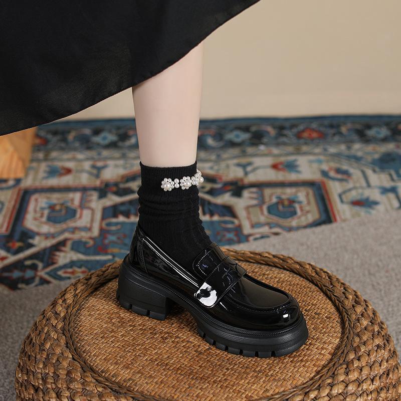 Platform Women's Shoes Muffin Simple Single Shoe Style Student Small Leather Shoes Women