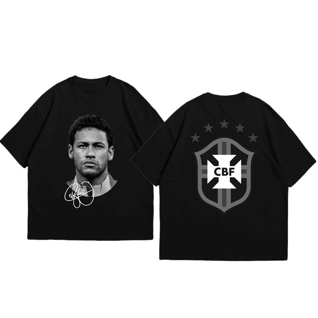 Neymar American Football Star Print Cotton Short-sleeved T-shirt Men Women Clothing Athleisure Print Fashion Oversize Casual Tee