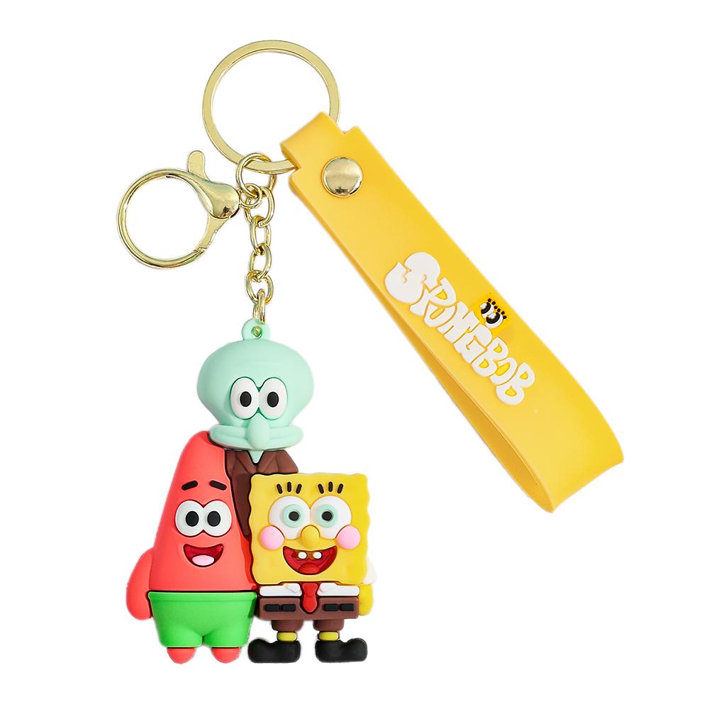 SpongeBob SquarePants Character Keychain Set - SpongeBob, Patrick, Squidward PVC Figures & Metal Rings, Bag Charm Christmas Gift