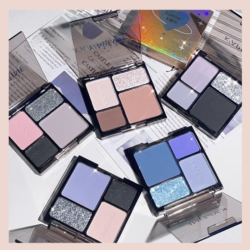 4 Colors Neutral Eyeshadow Palette with Brush Matte & Shimmer Earth Tone Eye Shadow Makeup Set for Daily Makeup