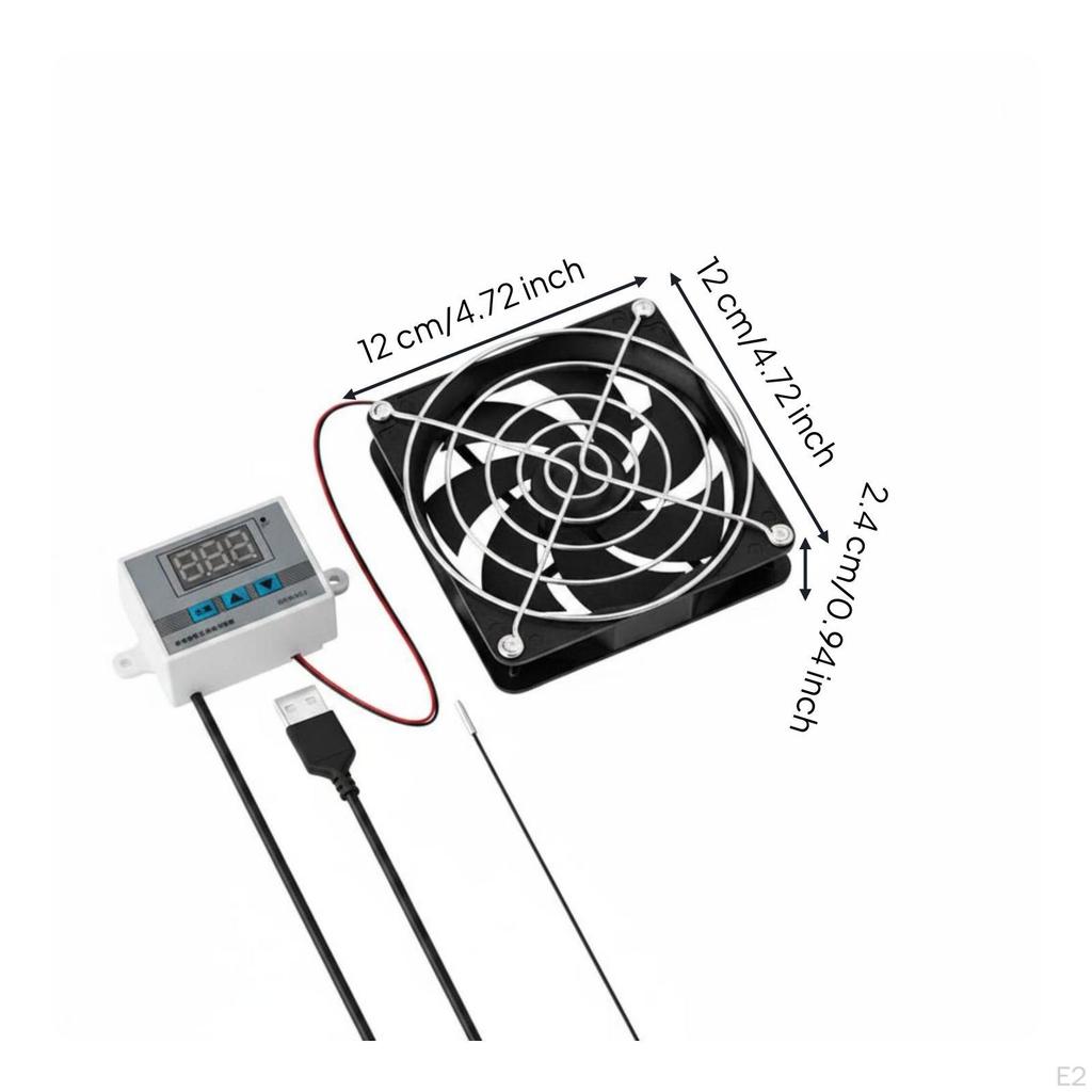 Cabinet Fan Thermostat Set Low Noise Temperature Control High Ventilation Electrical Box