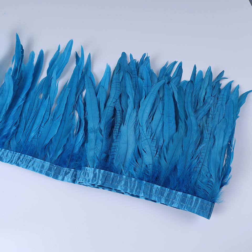 Rooster Feather Trims 2M Rooster Cock Tail Feather Fringes DIY Handicrafts for Clothes Ribbon Carnival Accessories
