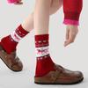 3 Pair Knitted Snow Boot Socks Red Horse Middle Tube Socks  New Year Gift