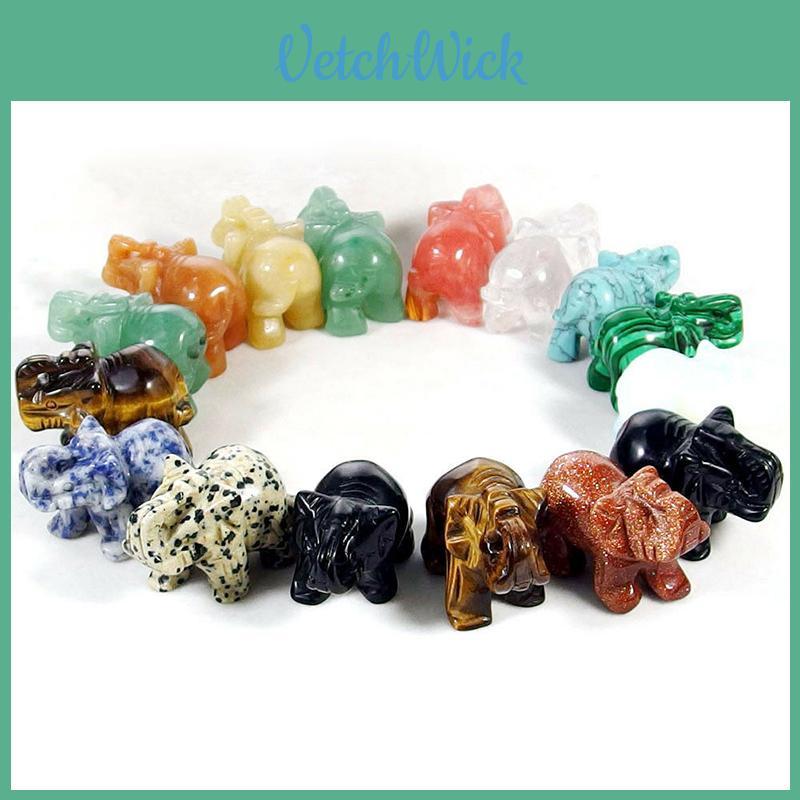 Exquisite Hand Carved Elephant Natural Gemstone Jasper Turquoise Malachite Quartz Crystal Ornament For Timeless Elegance