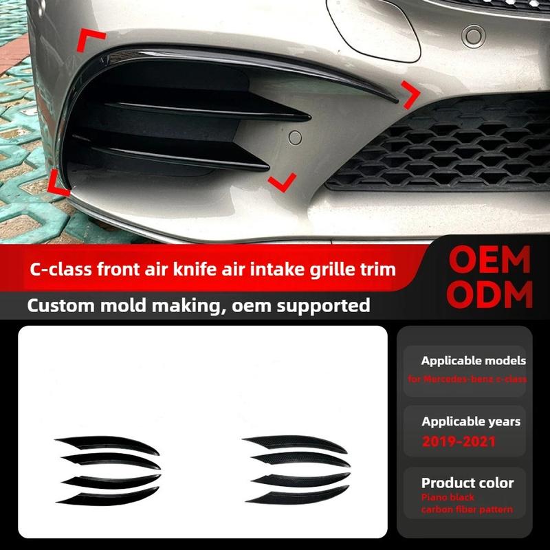 Fog Light Canard Front Bumper Splitter Spoiler for Mercedes Benz C Class W205 S205 A205 C205 C200 C220d C300 2018-