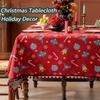 Christmas Rectangular Tablecloth Vintage Santa Claus Reindeer Dining Table Cloth Dining Room Coffee Table Cover Party Home Decor