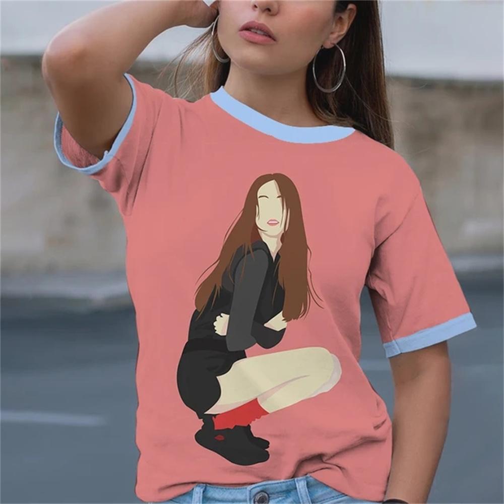 Sanat Günü Baskılı Kızlar 3D Klasik Sade Boya Komik Desenli Günlük Kadın Tişört Yazlık Kısa Kollu Moda Bayan Üst Hip Hop