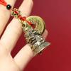 Prajnaparamita Heart Sutra Brass Bell Car Keychain Pendant with Woven Rope