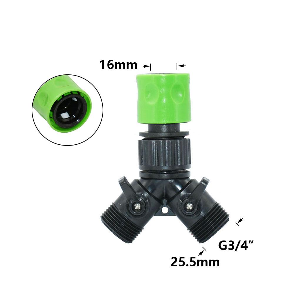 3/4" Thread Garden Tap Water Splitter 2-Way Garden Hose Valve Y Type Watering Adjustable Switch Controller