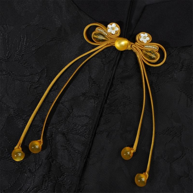 Ornamental Textile Cordwork for Traditional Dressmaking, Chinese Style Fabric Trim with Long Drape Detail for Apparel Use