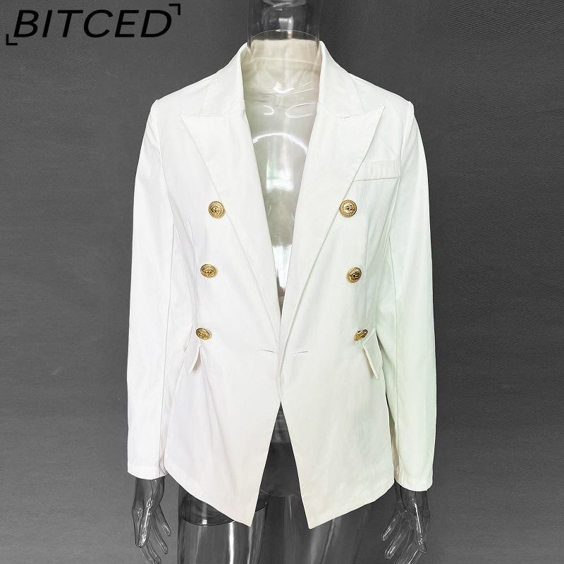 BITCED Women's Vintage Casual Lattice Print Autumn Winter Long Sleeve POLO Neck Jackets & Coats