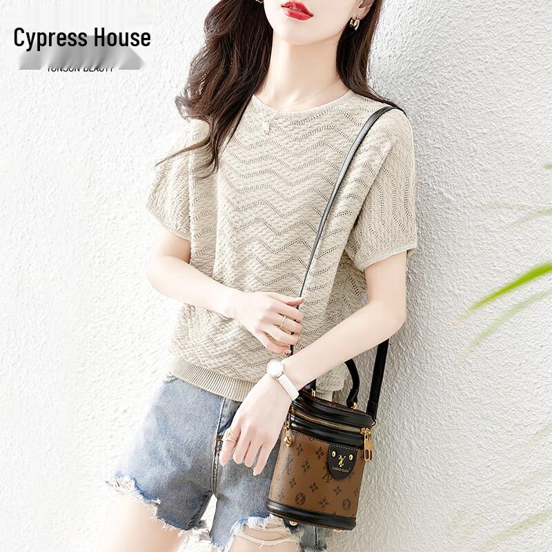 Women s Elegant Short Sleeve Round Neck Knit Top XL