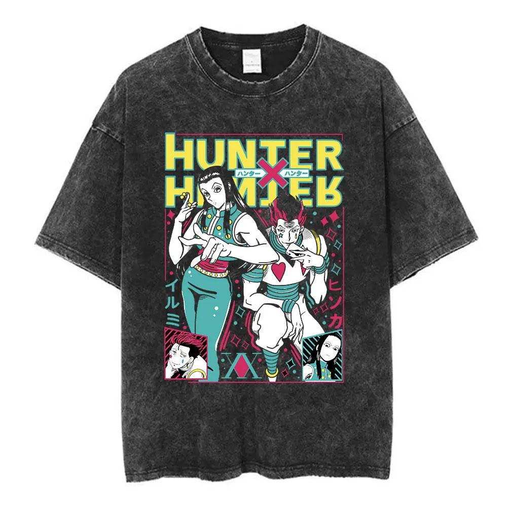 Anime Hunter X Hunter Phantom Troupe Πλυμένα T-shirts Hisoka Γραφικό T-shirts Ανδρικά Γυναικεία Ρούχα Βαμβακερό Oversized T-shirt