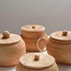 Various Desktop Decorations with Lids Snack Storage Boxes Autumn Rattan Circular Coffee Tables Remote Control Storage Boxes