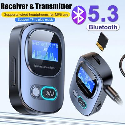 Écran LCD 2-en-1 récepteur et émetteur Bluetooth 5.3 sans fil 3.5mm AUX adaptateur Audio Bluetooth