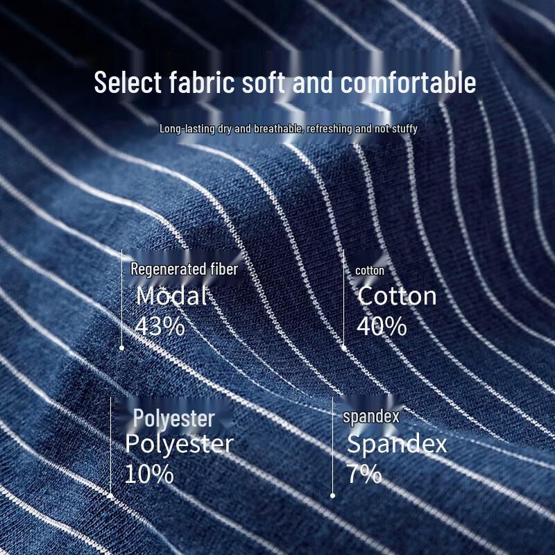 Cmierf Kuect Men's Striped Modal Cotton Mid-Waist Underwear 3-Pack