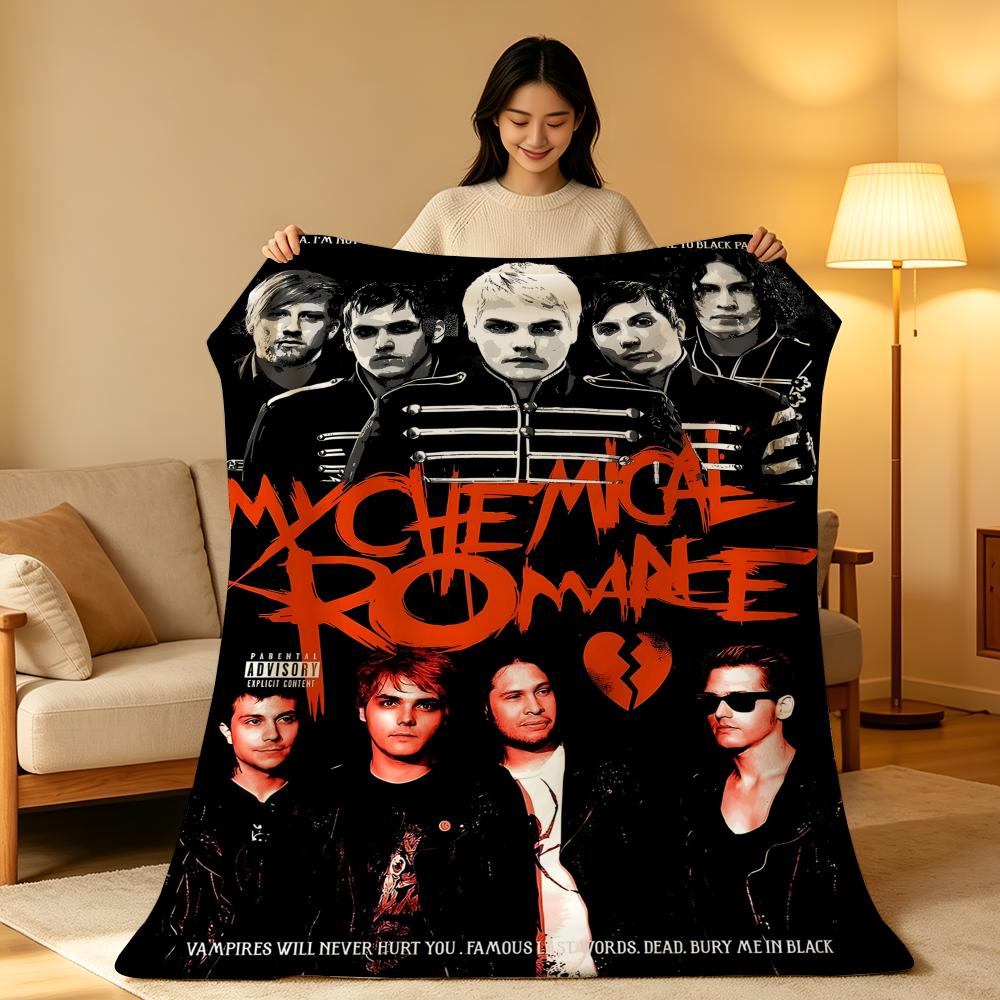 Band M-My C-Chemical R-Romance Throw High-Density Short Plush Blanket Soft Skin-Friendly for Sofa Nap Air-Conditioned Room