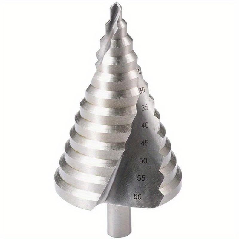 6-60mm Step Drill Bit, 12.5mm/0.5” Shank 4241 HSS Spiral Groove Drill Bit for Wood, Plastic, Thin Metal Sheet
