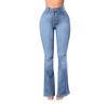 Women  Elastic Plus Loose Denim Pocket Button Casual Boot Cut Pant  Jeans