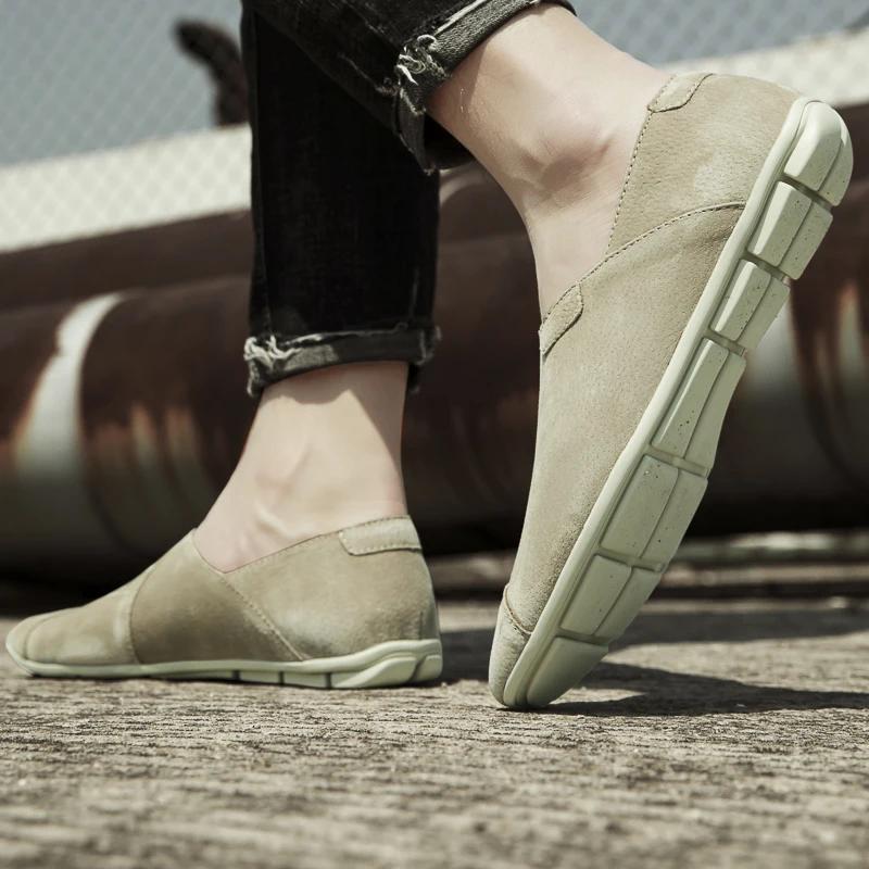 Leather Men Shoes Fashion Casual Flats Men Shoes Outdoor Breathable Loafers Genuine Leather Slip On Moccasins Comfortable