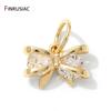 14K Gold Plated Brass Mini Cubic Zircon Bow Knot Charms Pendant For Jewelry Making,DIY Earring Bracelet Making Accessories