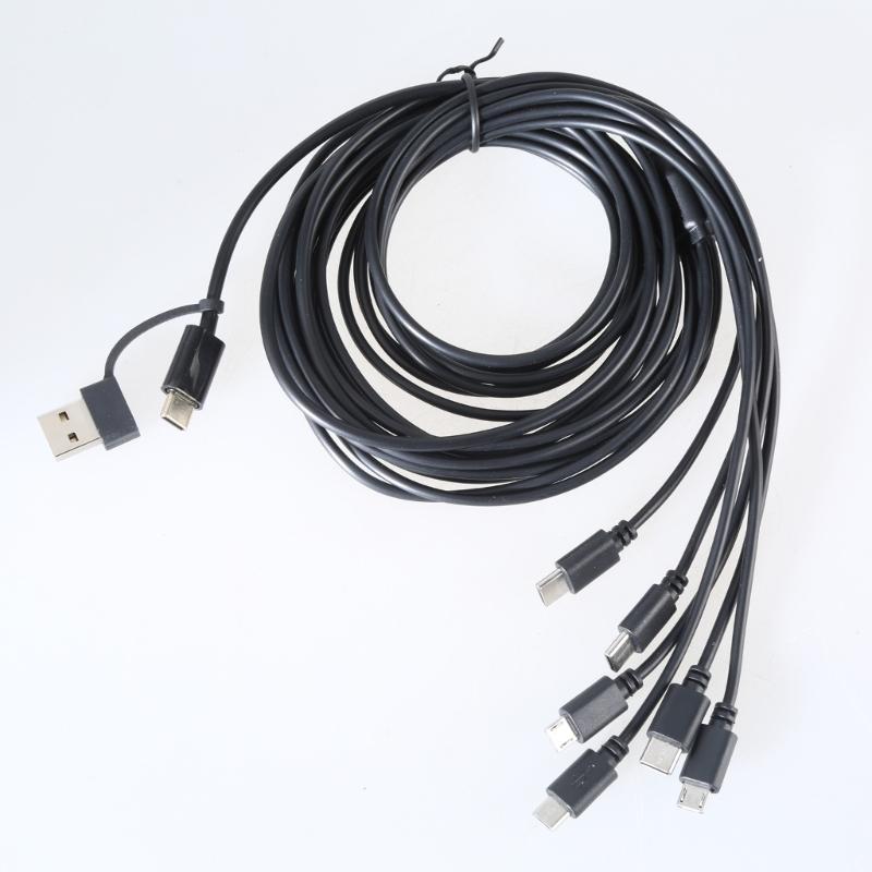 Multi Charging Cable 6Port USB Charging Cord with Type C and USB Connectors for Electronics 150cm/50cm Length