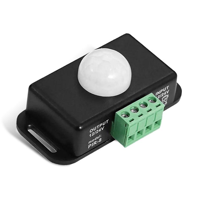 

DC 12V-24V LED strip light strip sensor adjustable automatic switch motion sensor LED strip PIR infrared motion sensing switch PIR-8-Black