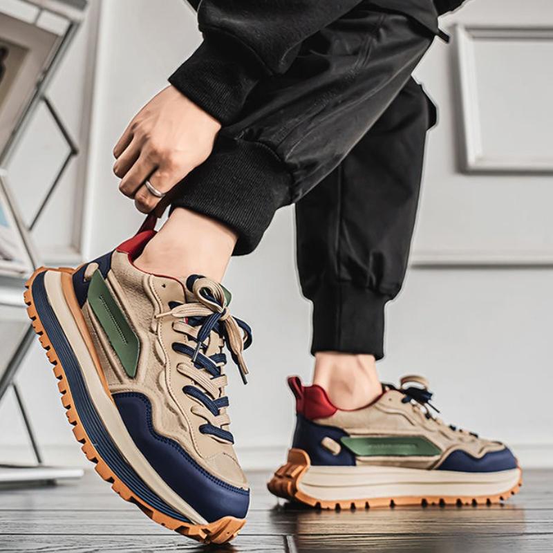 2025 Men's Casual Sneakers Breathable Height-Increasing Platform Shoes New Soft-Sole Non-Slip Running Shoes Fashion Daddy Shoes