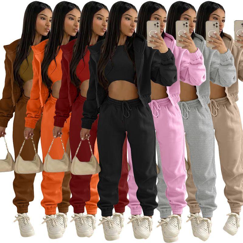 Fashion Three Pieces Set New Western Style Hoodie Vest Pants Casual Three-Piece Set