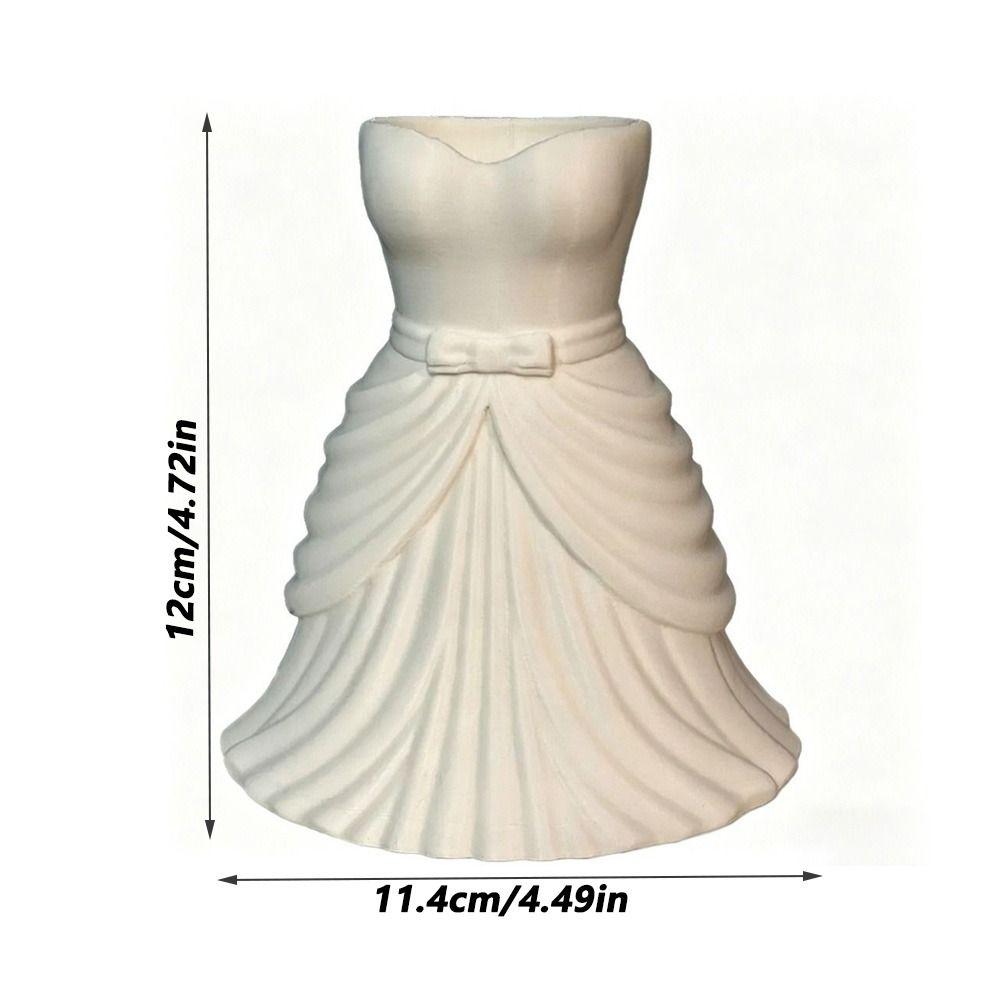 Gown-Shaped 3D Printed Flower Vases Flower Arrangement Minimalist-Style Elegant Dress Vase Twisted Design Decorative Vase