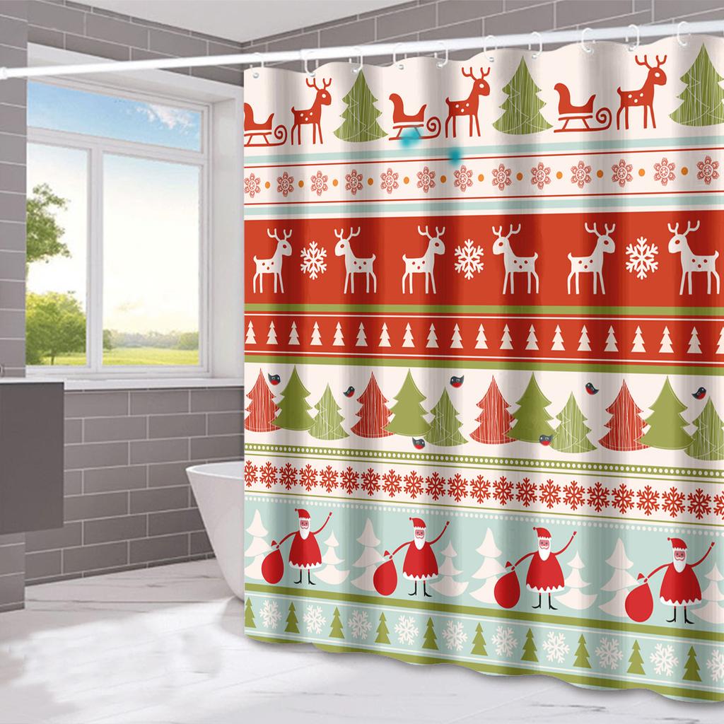 Santa Claus'S Bow Tie Washable Dirt-Resistant Shower Curtain Shower Head Waterproof Polyester Bath Curtain For Home Decor