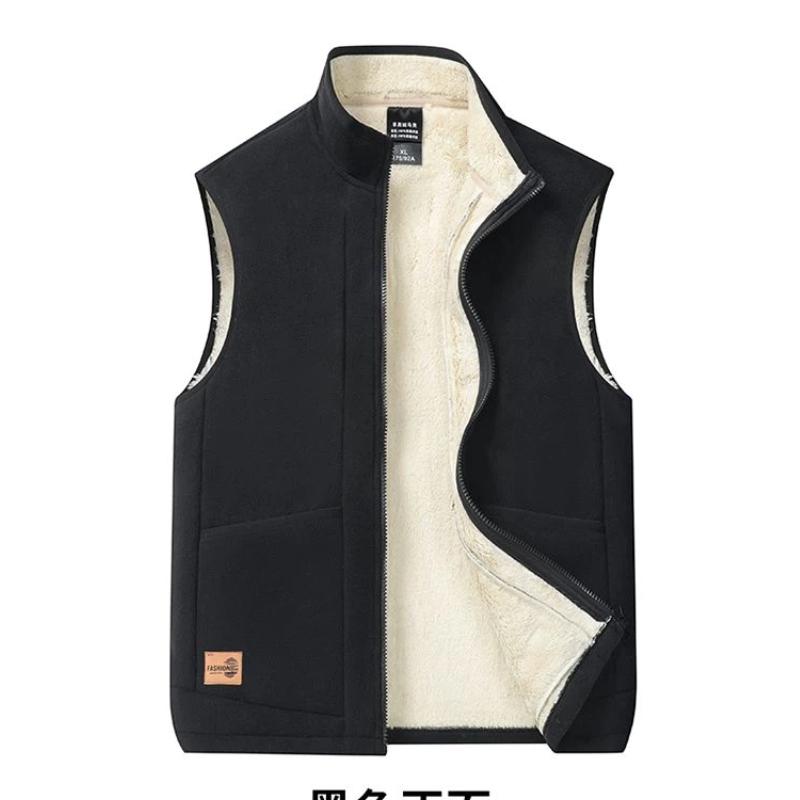 Мужской жилет из овечьего бархата, утолщенный, двухсторонний, из полар-флиса, теплый, зимний L чёрный