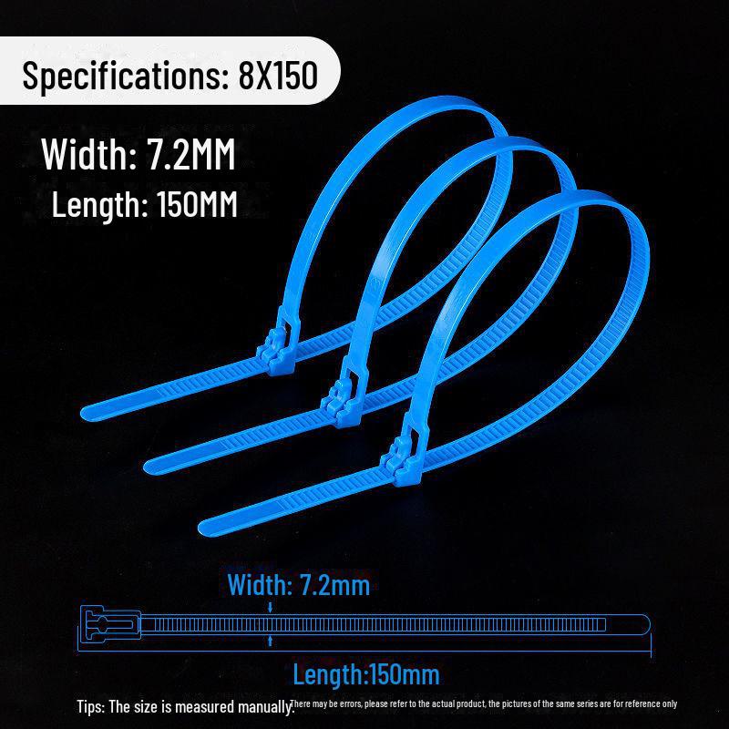 Reusable Nylon Cable Tie with Releasable Buckle - Black & White