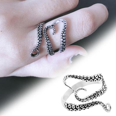 Unisex otvorený prsteň chápadlá nastaviteľný punkový štýl leštený prsteň na kĺbe párty klub prsteň