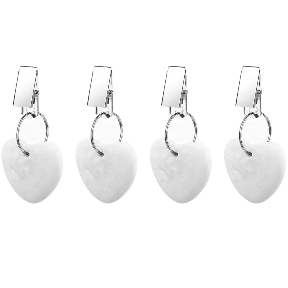 4PCS Tablecloth Weights Outdoor Table Cloth Weights Teardrop Shape Pendant Stones with Metal Clips Marble Table Cover Weights