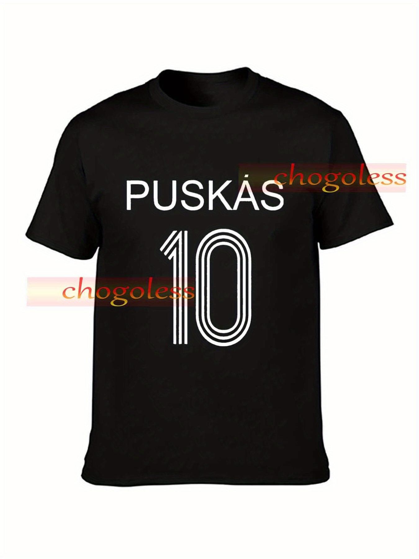 Men s Puskas 10th Anniversary Football Jersey T-Shirt- Black with White and Red Logo S