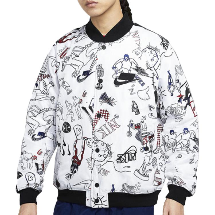 Nike Giacca Casual Sportiva a Maniche Lunghe con Stampa All-Over Unisex Bianca CJ5043-100