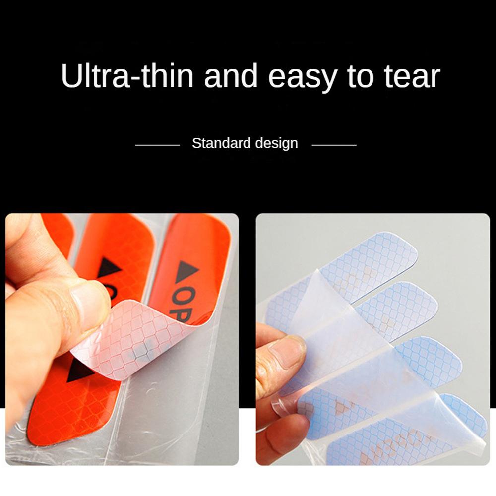 4Pcs Car Anti-scratch Protector Stickers Reflective Car Front Rear Door Corner Protective High Visibility Anti Scratch Stickers