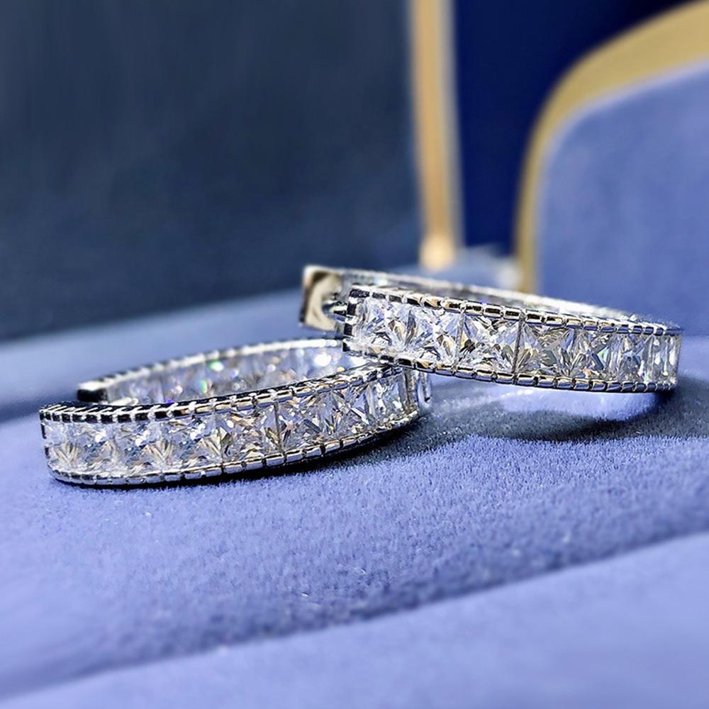 High Quality Simple Silver Color Hoop Earrings Women Micro Paved CZ Stone Versatile Girls Circle Earrings Trendy