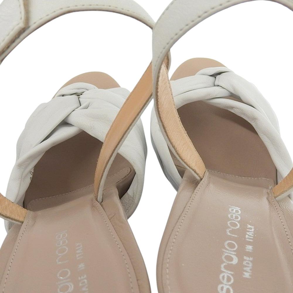 Sergio Rossi Ribbon Design Platform High Heel Ankle Strap Sandals for Women, White, Size 38 Shoes 38 whiteUsed