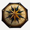 Vintage Compass Rose Nautical Decorative Art PrintUmbrella with Cute Design,Portable 3-Fold Compact Umbrella for Men&Women,Valentine's Day M
