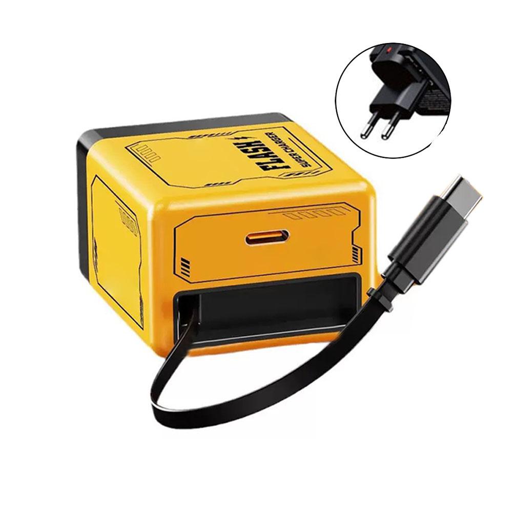 

Зарядное устройство для телефона с быстрой зарядкой 120 Вт Type-C, порт Type-C + выдвижной кабель для передачи данных Type-C, для iPhone Huawei Samsung Xiaomi, для планшета