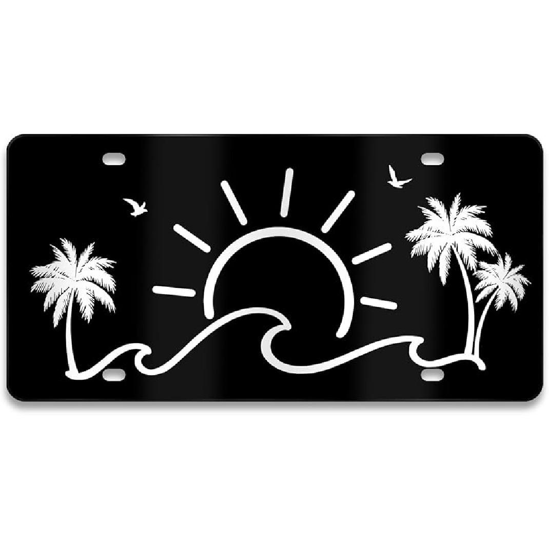 Mountain License Plate Mounta Front License Plate Peak Aluminum Decorative Licenses Plates, Natural Novelty Vanity Tag Black Car Plates, Car Tag With Sunrise1