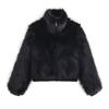 Womens Faux Fur Collar Coat Winter Streetwear Outerwear Long Sleeve Zipper Front Medium Thickness Regular Fit