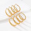 18K Gold Plated European Style Hoop Earrings In Titanium Steel