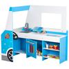 VEVOR Ice Cream Cart for Kids, 20+ PCS Ice Cream Truck Wooden Playset, Pretend Play Stand with Steering Wheel & Chalkboard