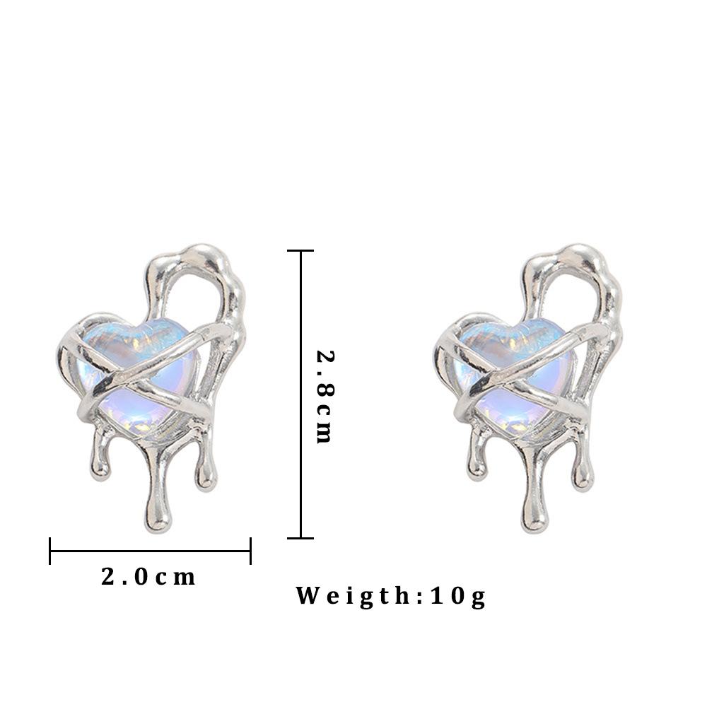 Creative Cute Heart Stud Earrings for Women Bound Tearful Crystal Love Earrings New Fashion Korean Statement Jewelry Gift