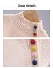 Girls' Fashionable Knitted Half-High Neck Sweater - Autumn/Winter Style, Thickened Base Top for Medium and Large Children