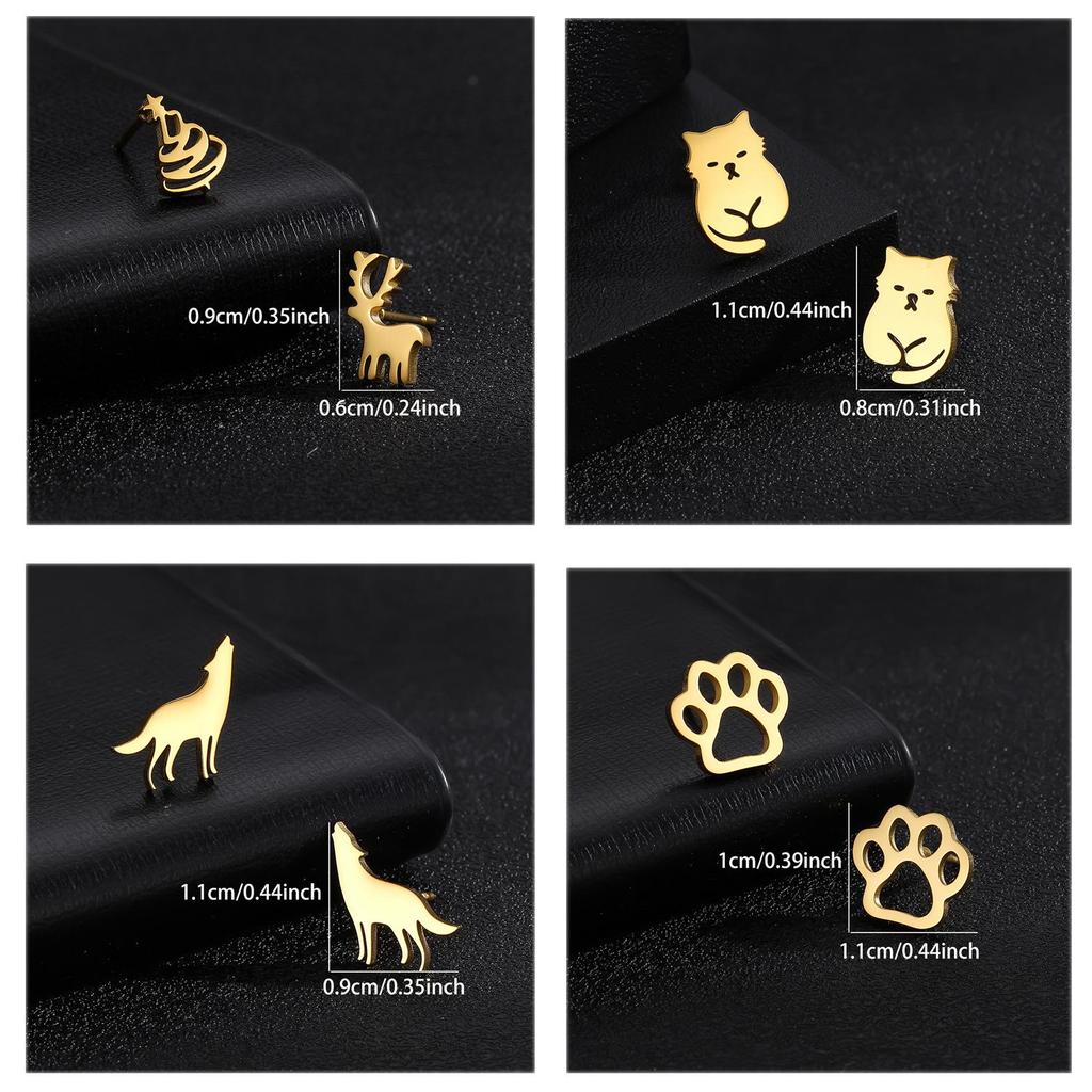 Unisex Titanium Steel Heart Stud Earrings - Simple, Elegant, Christmas Theme